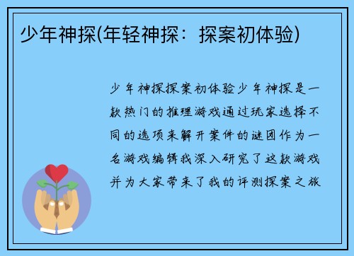 少年神探(年轻神探：探案初体验)